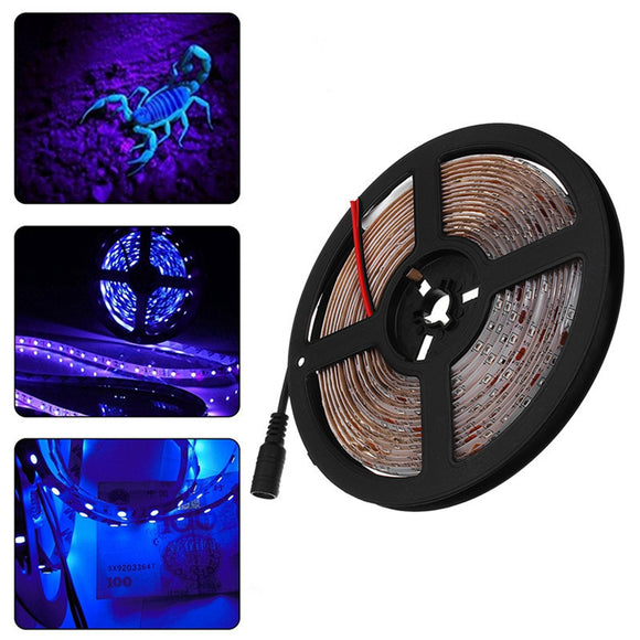 5M 36W 3528SMD Waterproof Flexible UV Purple 300 LED Strip Light with DC Connector DC12V