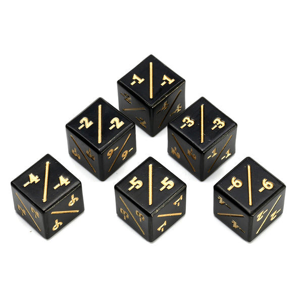 6 Pcs Gold Word Dice Counters -1/-1 Polyhedral Dice Set Role Playing Games Dices