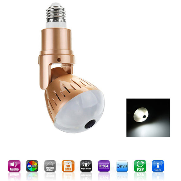 E27 White 960P 360 Rotate 1.3 Million Pixels Security WiFi Camera Bulb AC85-265V