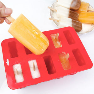 10 Freezer Ice P-op Lolly Maker Tray Cream Popsicle Yogurt Mold Maker Mould