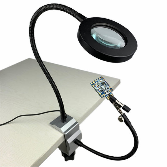 RC Repair Soldering Station 250mm Arm Clamp Fixture DIY Tools with Magnifying Glass LED light Ring