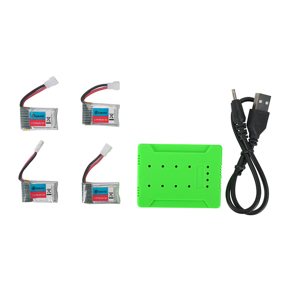 4Pcs 3.7V 150mAh 30C 1S Lipo Battery PH2.0 Plug with JJRC X8 Charger
