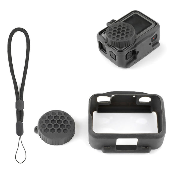 Silicone Sports Camera Lens Protection Cover Body Protection Accessories with Lanyard for DJI OSMO ACTION