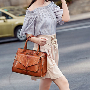 Women Snake Pattern Tote Bag Casual Large Capacity Crossbody Bag Handbag