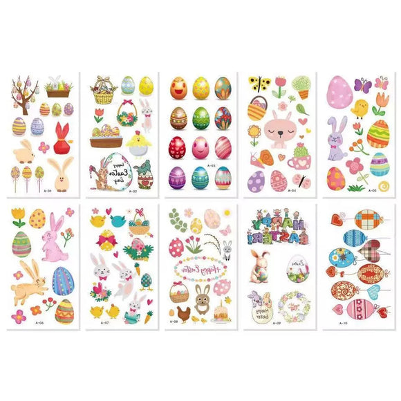 Easter Temporary Tattoo Stickers Easter Eggs Rabbit Bunny Kid Sticker Decor