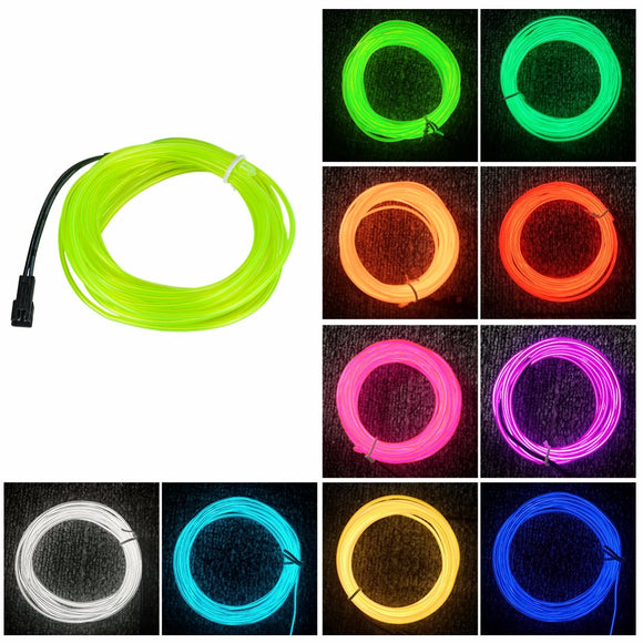 10M DC3V Car EL Wire Neon Light LED Flexible Soft Tube Rope Strip Lamp Car Decoration Lighting with Battery Case