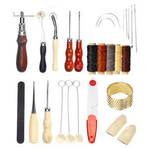 27Pcs Leather Handmade Craft Tool DIY Goods Working Tools Kit Hand Sewing Carving