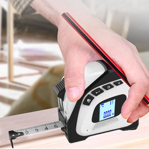 2 in 1 Laser Distance Measuring Tape 40M Laser Rangefinder + 5M Tape Measure Area Volume Pythagorean Smart Steel Coil Ruler Infrared Multi-function Measuring Instrument