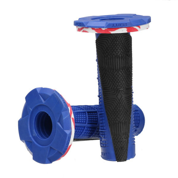 Pair Motorcycle Handlebar Grips Handlebar Rubber 22mm/0.87in Black&Blue/Black&Red