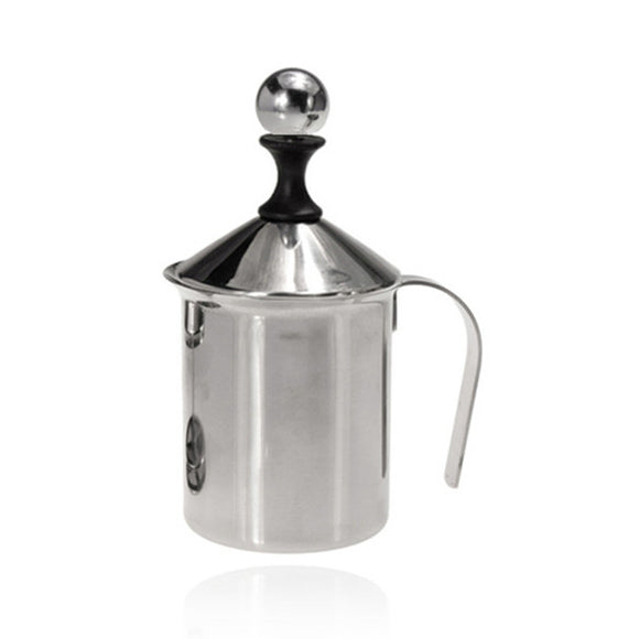 Stainless Steel Pump Milk Frother Creamer Foam Cappuccino 400ML Coffee Double Mesh Froth