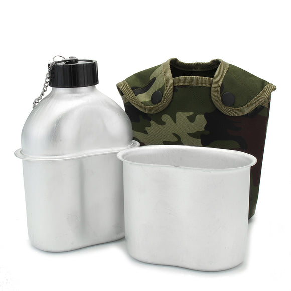 Military Canteen 1QT Stainless Steel Cup Mug Nylon Cover Camping Hiking Cycling Water Bottle