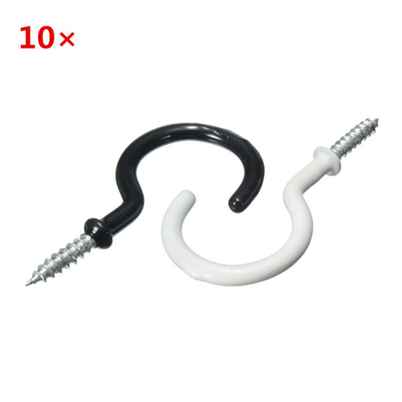 10pcs 70mm Plastic Cup Hook Wall Question Mark Hook Eyebolt Screws