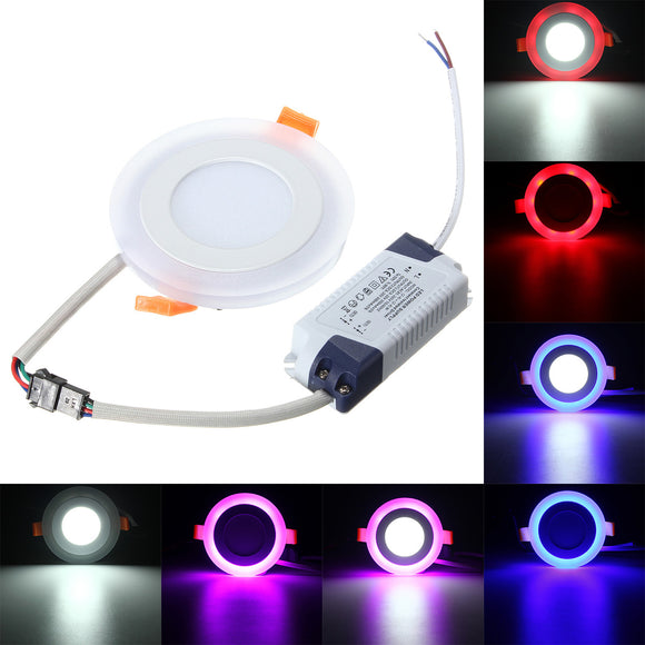 3W RGB Dual Color LED Recessed Ceiling Round Panel Down Light Lamp AC85-265V