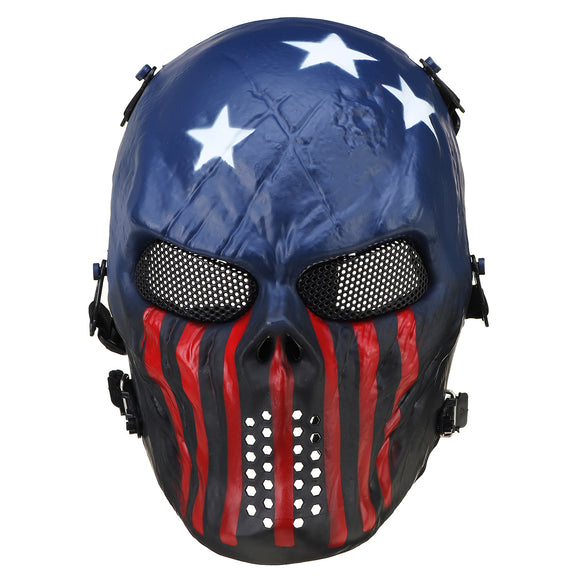 Airsoft Paintball Mask Full Face Skull Skeleton Metal Mesh Eye Game Safety Guard