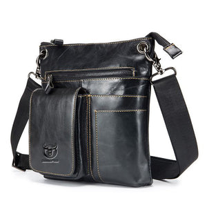 Men Bullcaptain Multifunctional Genuine Leather Casual Shoulder Crossbody Bag