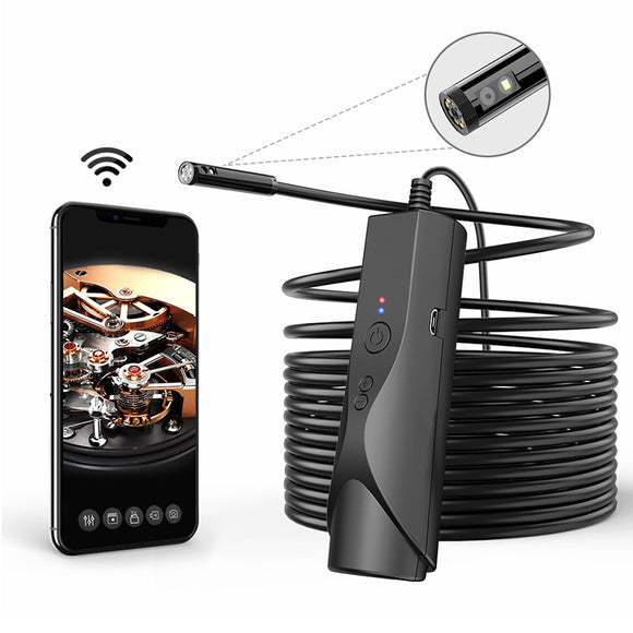 8mm Wifi Borescope Camera IP67 Waterproof WiFi Borescope 1080P HD Dual Inspection Camera for Android Apple Device with 8 LED