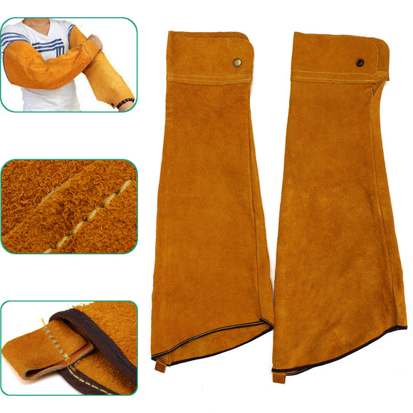 2pcs 23.6inch Cowhide Split Leather Welding Sleeves Protective Heat Arm Sleeve Tool