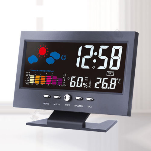 3Pcs/5Pcs/10Pcs Color LCD Screen Calendar Digital Clock Car Thermometer Weather Forecast Black