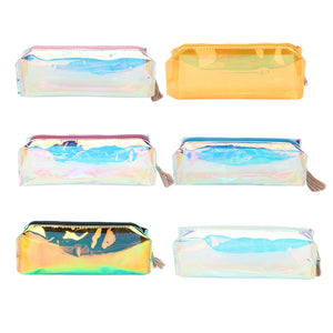 1pcs Colorful Laser Transparent Materials Pencil Case Storage Pen Bags Pouch School Supplies Gift