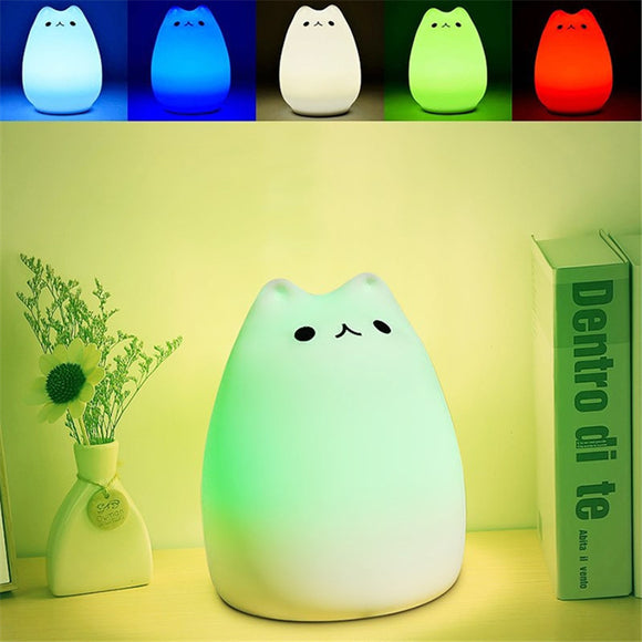 Rechargeable Color Changeable Silicone LED Sensitive Tap Control Night Light for Home