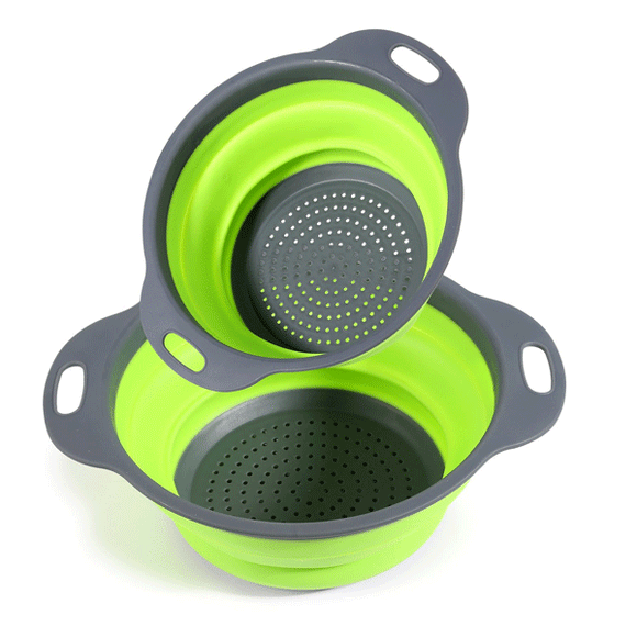 Honana CF-CO2 Silicone Foldable Colanders Strainer Drain Basket Fruit Vegetable Cleaning Basket