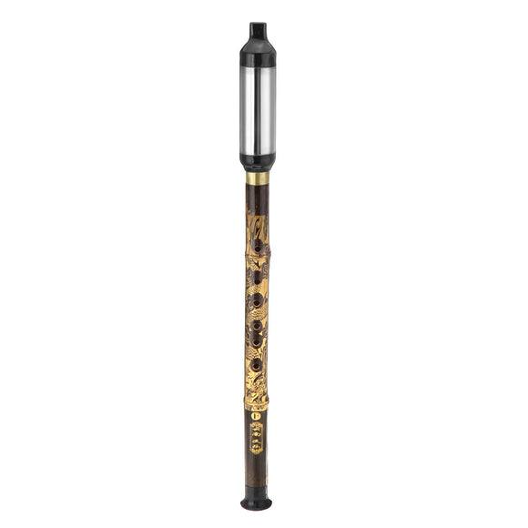 G/F Key Chinese Bamboo Woodwind Flute Natural Purple Bamboo Bawu with Chinese Dragon pattern