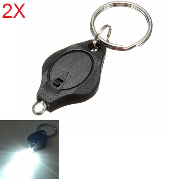 2X Mini LED Light Torch Key Keychain Flashlight Camping Hiking Black