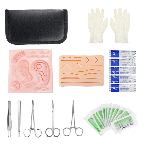 25Pcs Portable Suture Training Instrument Tools Set with Skin Model for Medical Students