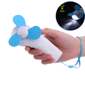 Summer Mini Cooling Fan Outdoor Camping Portable Hand-held Cool Fan with LED Light