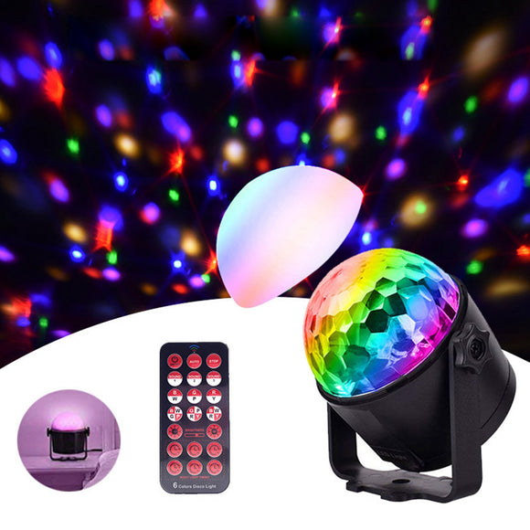 Upgrade Mini 6 Colors Crystal Ball LED Stage Light Voice Remote Control Lamp for Bar KTV Party Disco