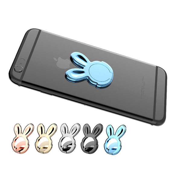 Universal Metal Rabbit Pattern 360 Degree Rotation Finger Ring Holder Desktop Stand for Mobile Phone