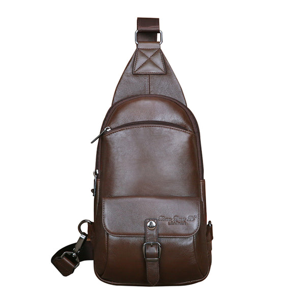 Genuine Leather Chest Bag Casual Vintage Single Shoulder Crossboby Bag For Men