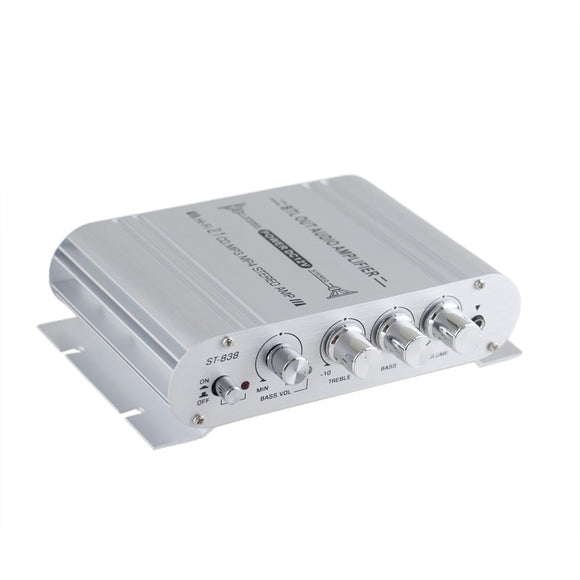 40W HiFi Amplifier 2.1 Channel Amplifier Super Bass DC 12V Large Capatity Filter Audio Amplifier for CD DVD MP3 Speaker