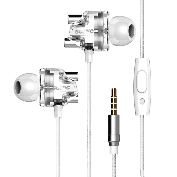 SOMIC M7 HiFi Dual Dynamic Driver Graphene Earphone 3.5mm Wired Control In-ear Heavy Bass Stereo Earbuds Headphone with Mic