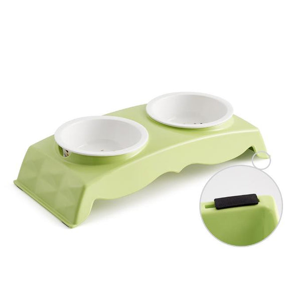 Melamine Pet Bowl for Food and Water Bowls Pet Feeders Double Bowls SetStainless and Ceremic Bowl