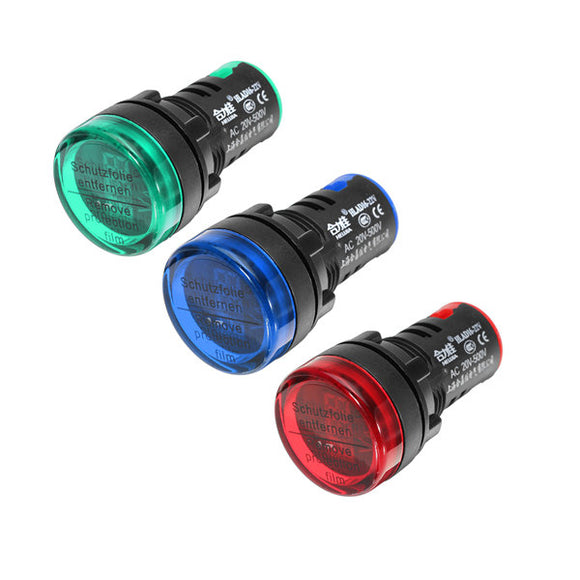 Machifit 3pcs 22mm Digital Voltmeter AC 20-500V Voltage Meter Gauge Digital Display Indicator Lamp