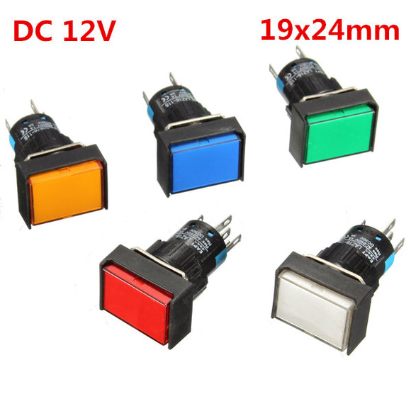 16mm DC 12V Push Button Self-reset LED Light Momentary Switches