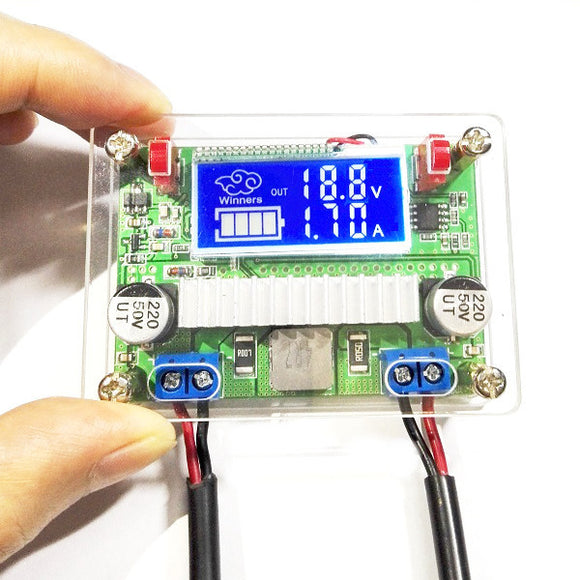 3A DC-DC Adjustable Boost Power Supply Module With Dual LCD Display Voltage Ammeter With Housing