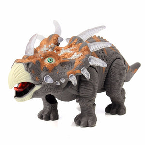 Emulational Triceratops Play Set Light Up Sound Walking Dinosaur World Toy