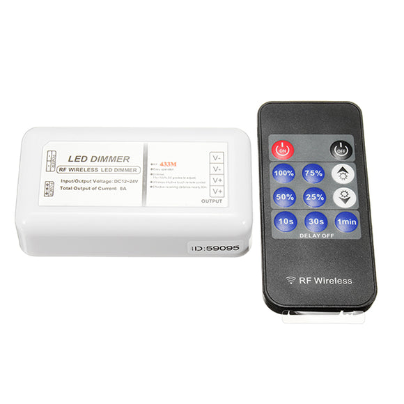 Wireless 11 Key 8A RF LED Dimmer For Single SMD5630/5730/5050/3528 Color Strip Light DC12-24V