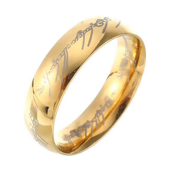 18K Gold Plated Lord of the Rings Stainless Steel LOTR Finger Ring for Unisex