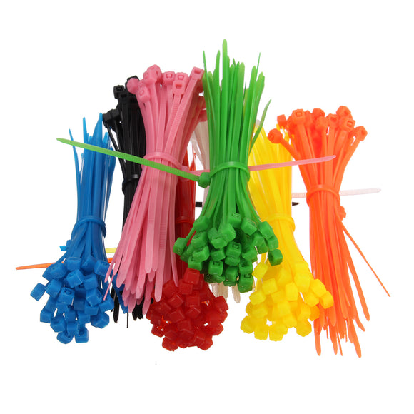 100pcs 3x100mm Self-Locking Plastic Cable Zip Loop Ties With One Color Nylon Cable Ties