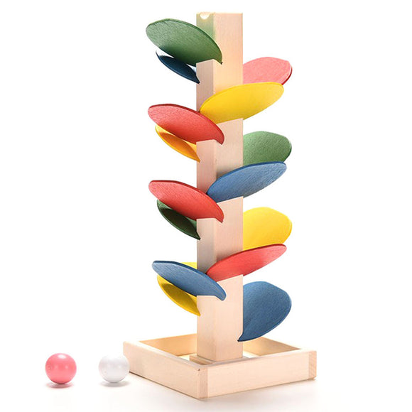 Children Wooden Toys Building Blocks Tree Ball Run Track Educational Game