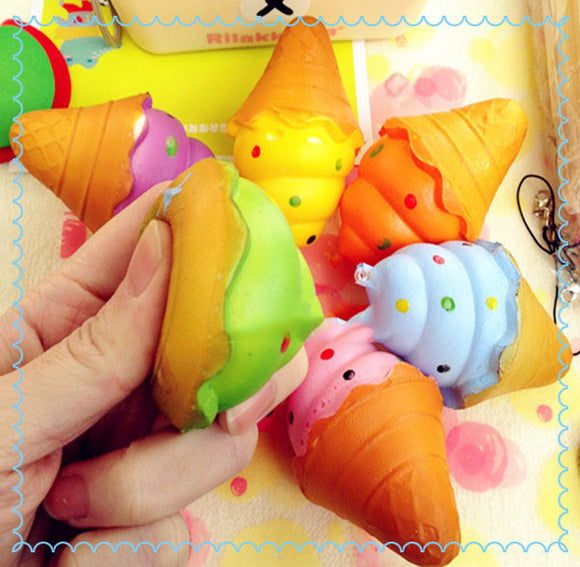 Creative Colorful Squishy Ice Cream Shape Cell Phone Bag Straps with Fragrance Decoration