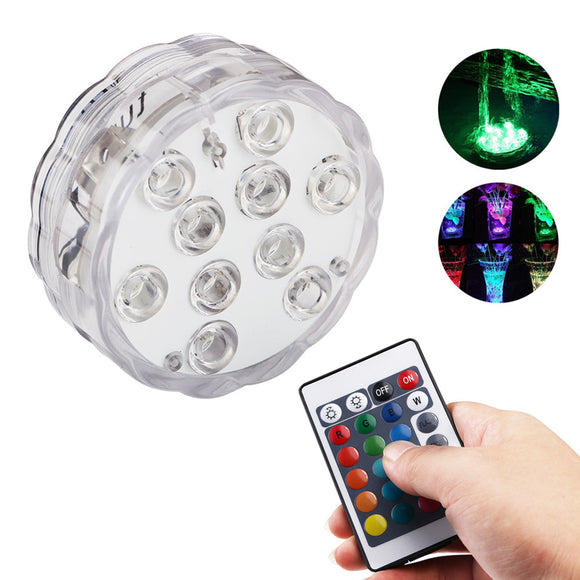 ZANLURE 10 LEDs 16 Colors Underwater Light Float Lamp Wireless Remote Control Fishing Lamp 3 x AAA