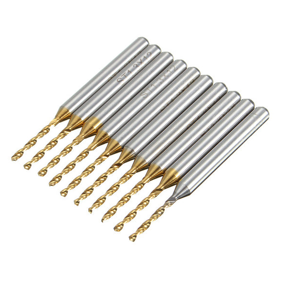 Drillpro DB-P5 10pcs 1/8 Inch 3.175mm Shank 1.3mm Titanium Coated Drill Bits PCB Engraving Tool