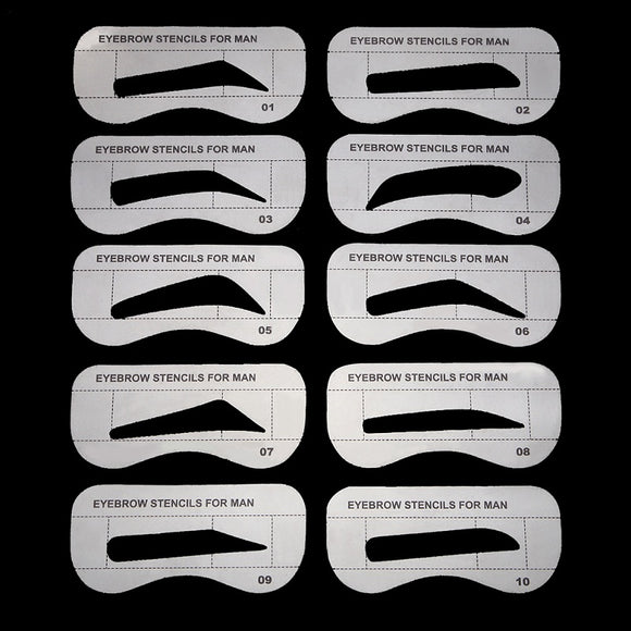 10pcs Men Eyebrow Card Drawing Guide Card Brow Template Eyes Makeup Shaping Design Eyebrow Stencils