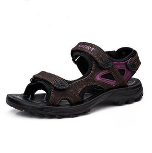 US Size 5-9 Outdoor Women's Leisure Beach Sports Wipering Flat Soft Casual Leather Sandals Shoes