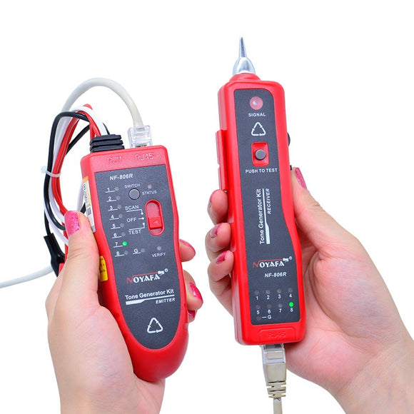 NOYAFA NF-806R High Quality Red Color Network Cable Fault Locator Tester UTP STP RJ45 RJ11 with Alligator Clip