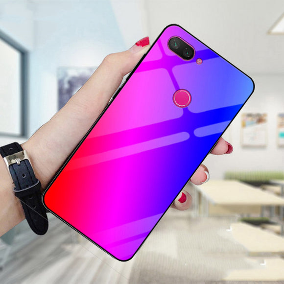Bakeey Gradient Color Tempered Glass Shockproof Protective Case For Xiaomi Mi 8 Lite